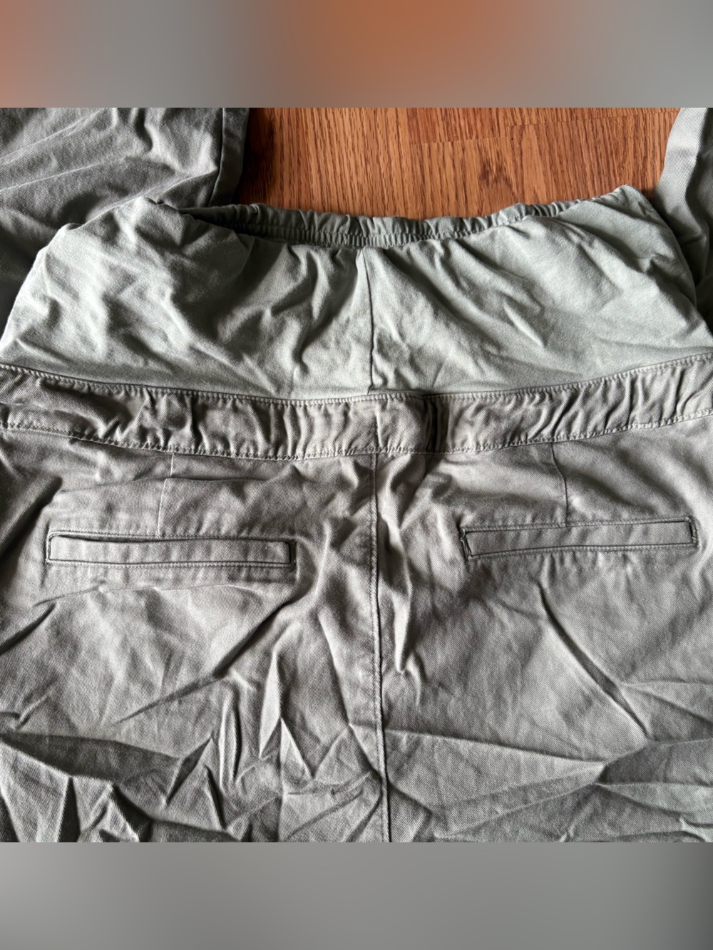 GAP Maternity Pants w/Drawstring Olive Gray Knit Cotton Blend Size Medium - Picture 3 of 5